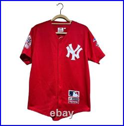 Supreme New York Yankees Baseball Jersey Red Majestic Mens Size M