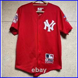 Supreme New York Yankees Baseball Jersey Red Majestic Mens Size M