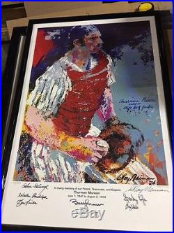 Thurman Munson Day Leroy Neiman Print Signed By 7 New York Yankees Players RARE