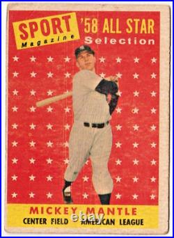 Topps 1958 Mickey Mantle #487 All Star New York Yankees