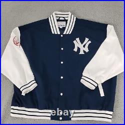 VINTAGE New York Yankees Jacket Mens 5XL Blue Bomber Spell Out Majestic