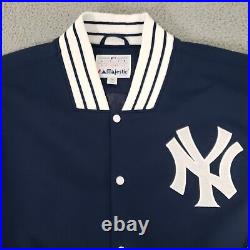 VINTAGE New York Yankees Jacket Mens 5XL Blue Bomber Spell Out Majestic