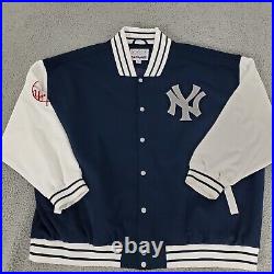 VINTAGE New York Yankees Jacket Mens 5XL Blue Bomber Spell Out Majestic