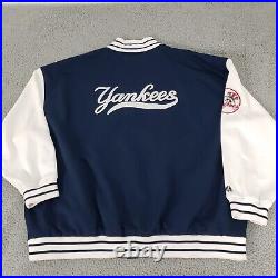 VINTAGE New York Yankees Jacket Mens 5XL Blue Bomber Spell Out Majestic