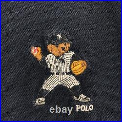 VINTAGE Ralph Lauren Polo Shirt Mens Extra Large Blue New York Yankees Bear Men