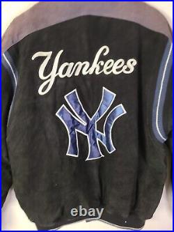 VTG New York Yankees Black Suede Leather Genuine Merch. Mens MLB Jacket. Size M