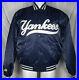VTG New York Yankees Majestic Blue Dugout Satin Jacket Men's LARGE