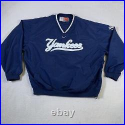 VTG New York Yankees NIKE Blue Pullover Windbreaker Warmup Jacket Men's XL U39