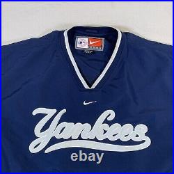 VTG New York Yankees NIKE Blue Pullover Windbreaker Warmup Jacket Men's XL U39