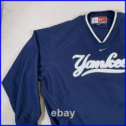 VTG New York Yankees NIKE Blue Pullover Windbreaker Warmup Jacket Men's XL U39