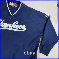 VTG New York Yankees NIKE Blue Pullover Windbreaker Warmup Jacket Men's XL U39