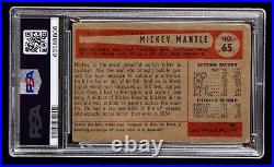 Vintage 1954 Bowman Mickey Mantle #65 PSA 2 GOOD Baseball Card, New York Yankees
