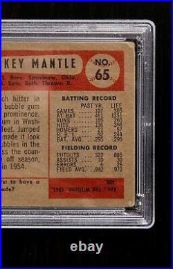 Vintage 1954 Bowman Mickey Mantle #65 PSA 2 GOOD Baseball Card, New York Yankees
