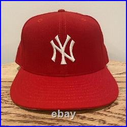 Vintage 90's NY New York Yankees New Era Fitted Hat 7 3/8 59Fifty Red Fred Durst