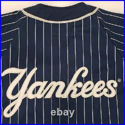 Vintage 90s Starter New York Yankees Jersey Script Pinstripe Baseball Medium MLB