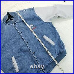 Vintage Adidas New York Yankees Denim Bomber Jacket Jean Rare Mens XL Varsity