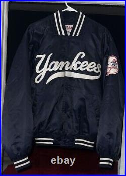 Vintage MLB Majestic Authentic NY New York Yankees Satin Jacket Mens Sz Medium