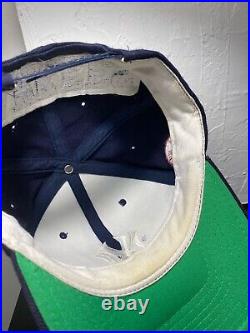 Vintage MLB New York Yankees Blockhead Wool Navy SnapBack Logo Hat
