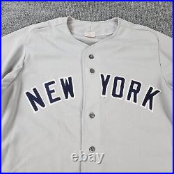 Vintage New York Yankees Jersey Mens 44 Gray Rawlings Blank Button Up Adult
