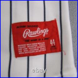 Vintage New York Yankees Jersey Mens 44 White Blue Pinstripes Rawlings Button Up