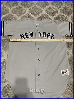 Vintage New York Yankees Rawlings Authentic Jersey 44 L MLB Blank Road USA Gray