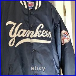Vintage New York Yankees Starter Diamond Collection Satin Bomber Jacket Mens Lg