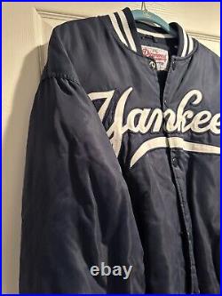 Vintage New York Yankees Starter Satin Bomber Jacket Size M Diamond Collection