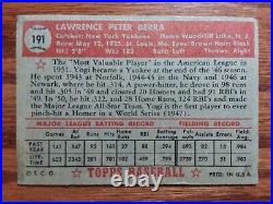 Yogi Berra New York Yankees 1952 Topps Baseball Card